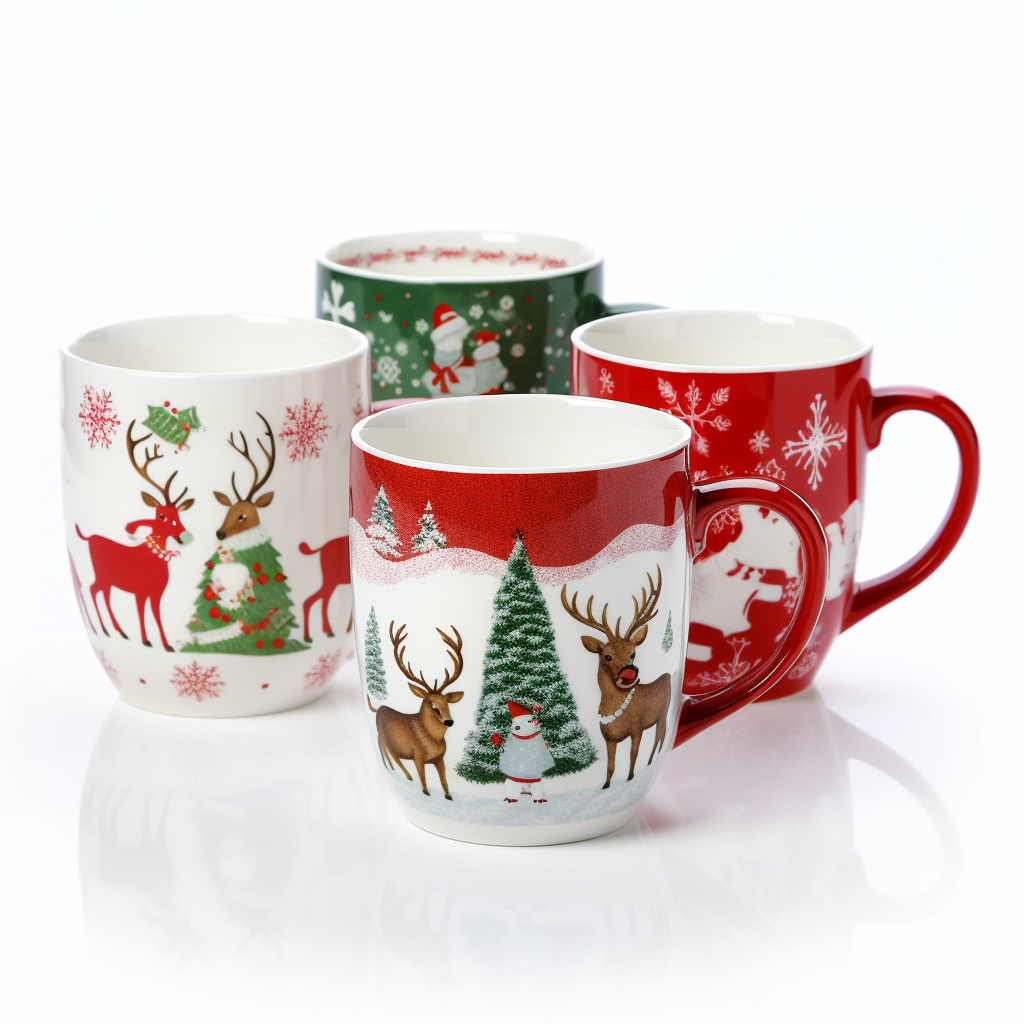 Santa Claus and reindeer coffee cups
