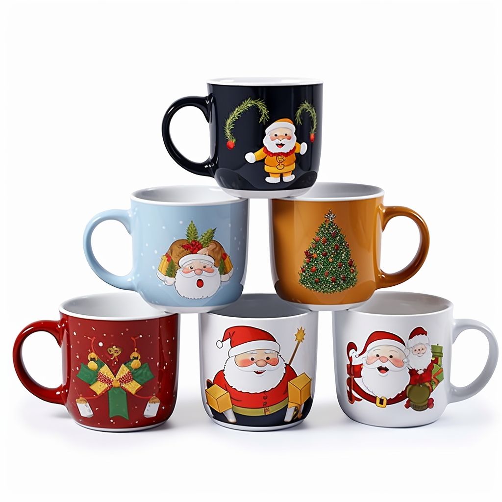 Vintage-style Christmas ceramic mugs