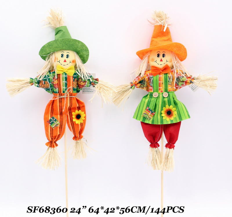 24 Inch Fall Garden Halloween Decor Scarecrow Pick