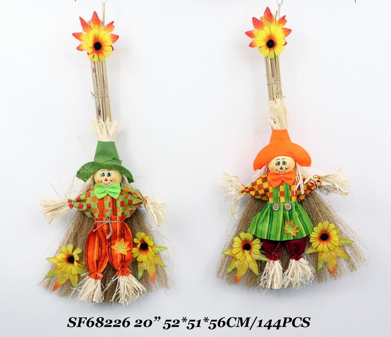 20 Inch Fall Garden Halloween Decor Scarecrow Broom