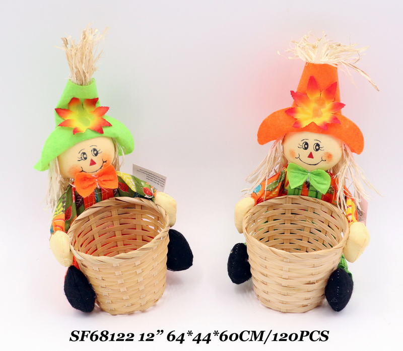 12 Inch Fall Garden Halloween Decor Scarecrow with basket