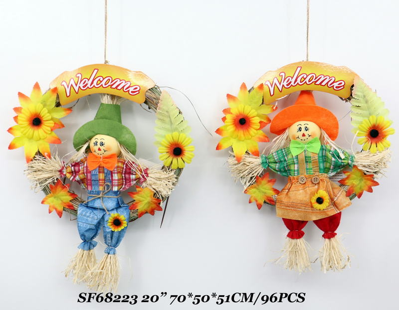 20 Inch Fall Garden Decoration Scarecrow Wreath