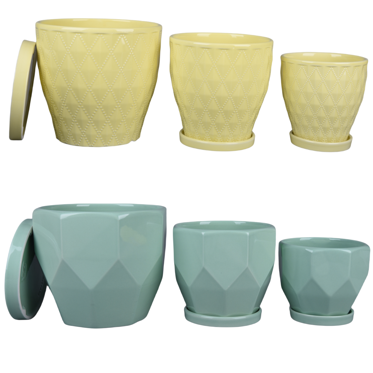 Macaron color ceramic flower pots planters with tray large medium small ceramic pots for plants