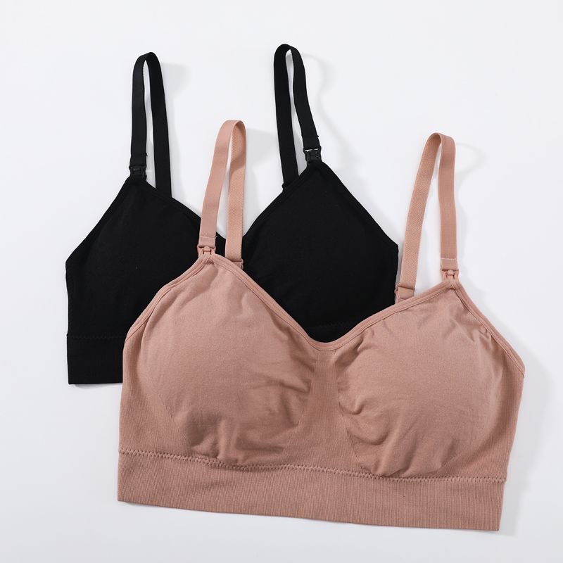 Adjustable lactation bra with open button without underwire underwear for pregnant women