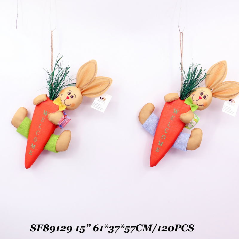 15 Inch Easter Decor Rabbit With Radish Hanging