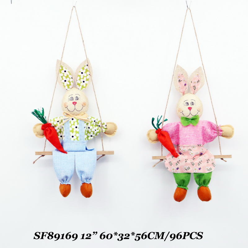 12 Inch Easter Decor Rabbit with Swing Hanging Manufacture Export Derectly
