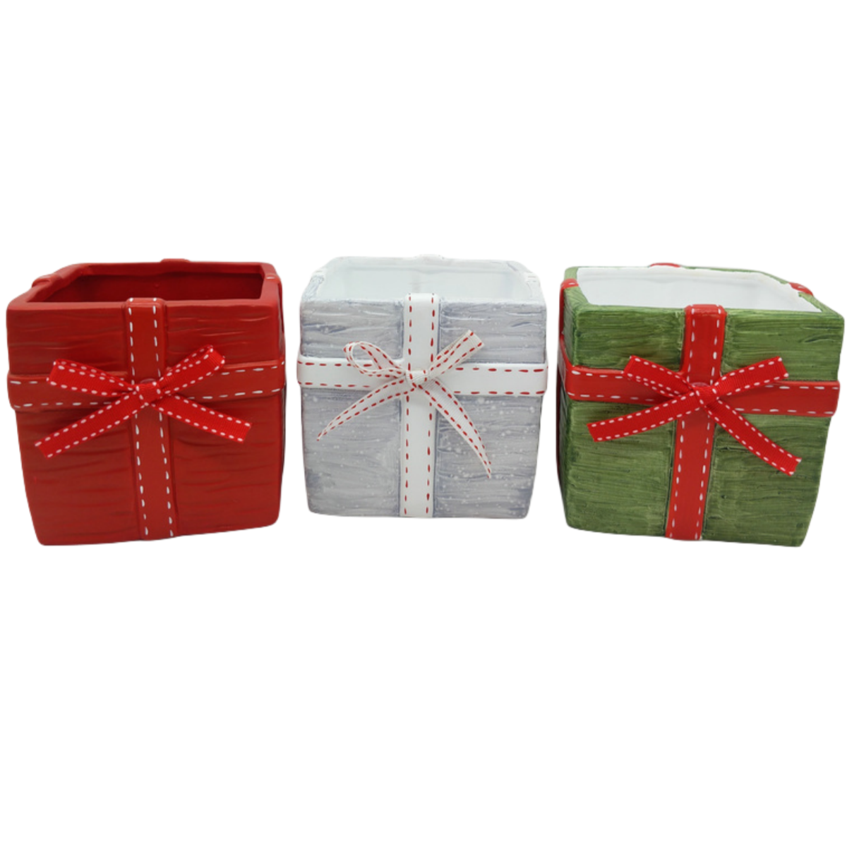Succulent flowerpot in the shape of a Christmas gift box ceramic Christmas decoration ceramic pots