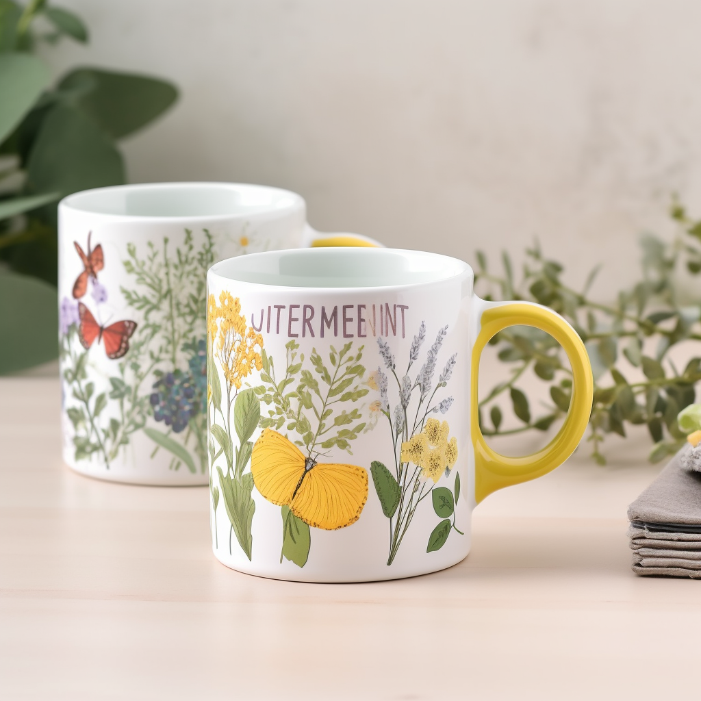 Summer-themed ceramic mugs