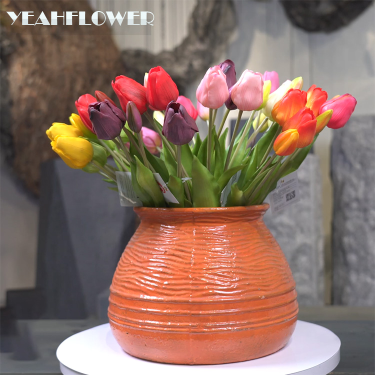 Artificial Tulips Flowers Fake Faux PU Tulip Bouquet Real Touch Flower Arrangement