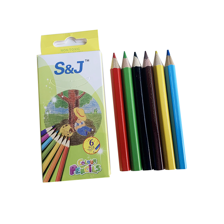Wooden 6pcs 3.5" Hexagon Mini Golf Colored Pencil Set in Paper box