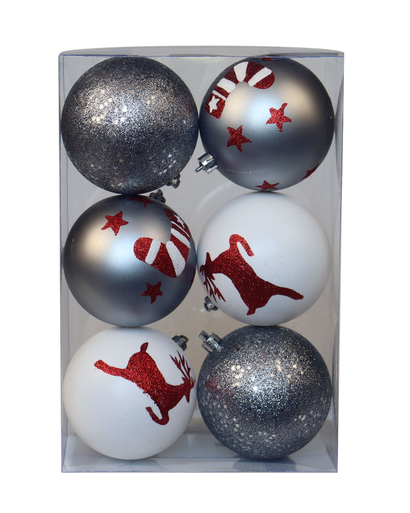6PCS Christmas Tree Ornaments 8CM Plastic Christmas Ball