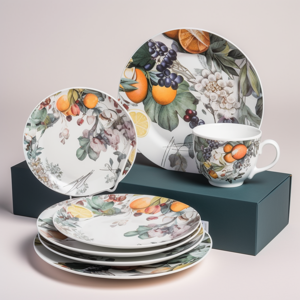 Blossom patterned ceramic dinner set