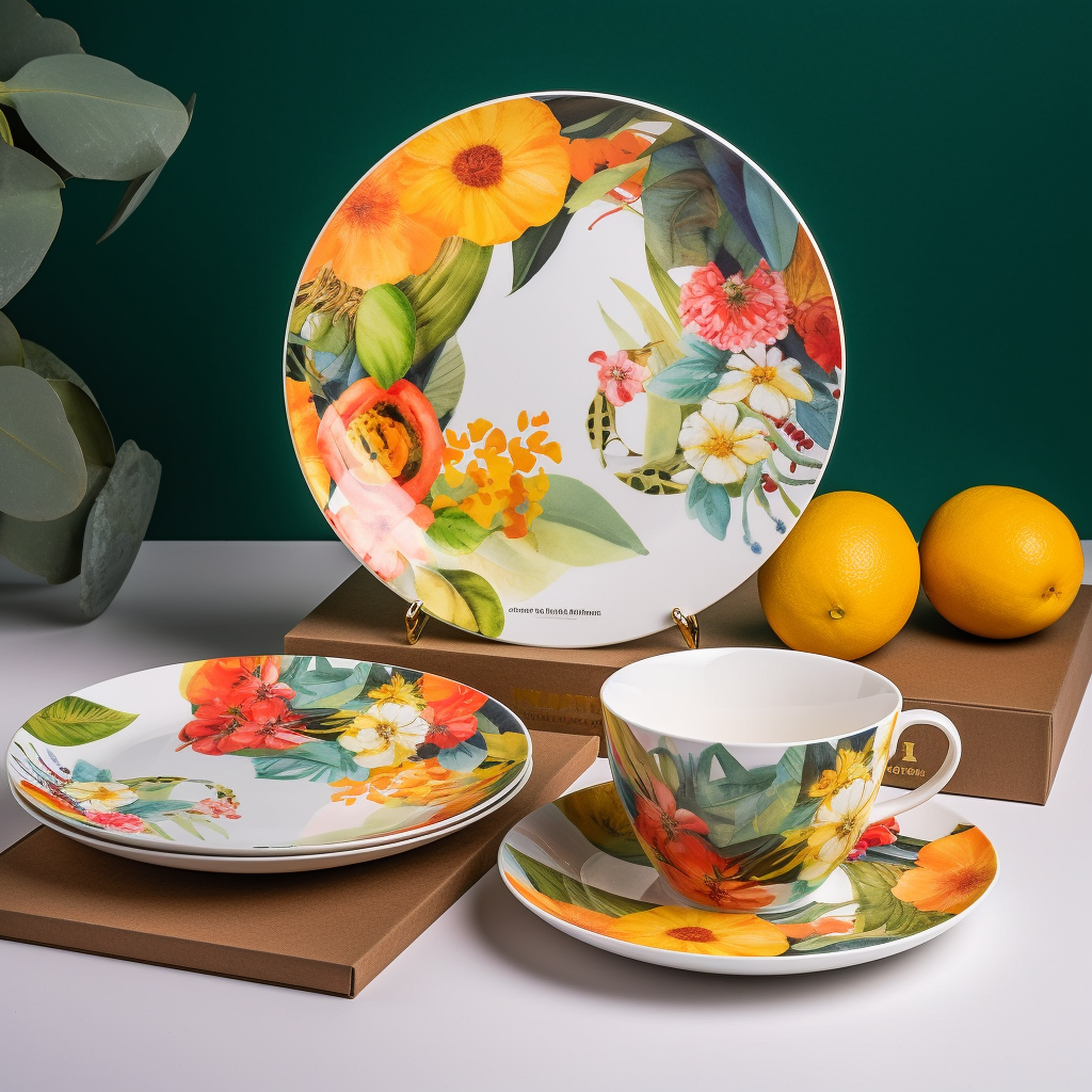 Botanical print porcelain dining collection