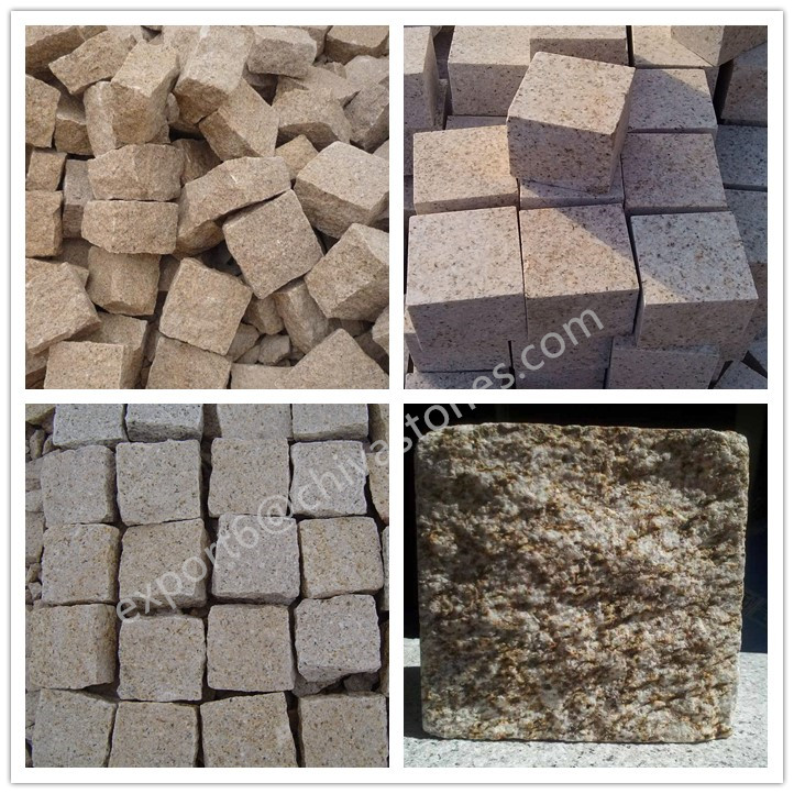 Natural Grey/Dark/Red Split Surface Cube Stone Ball Paver Granite