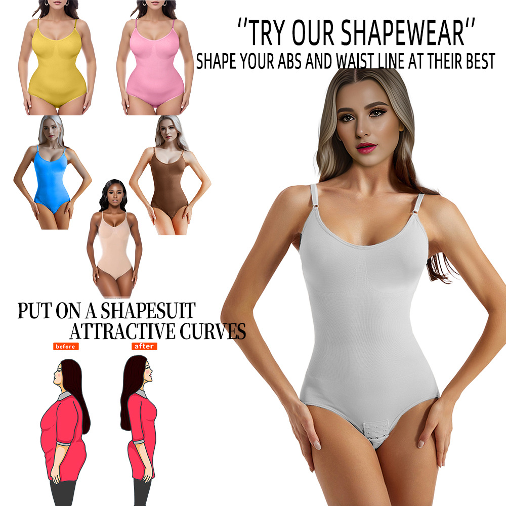 Plus-size toning jumpsuit with hip lift and belly pull-in toning pants