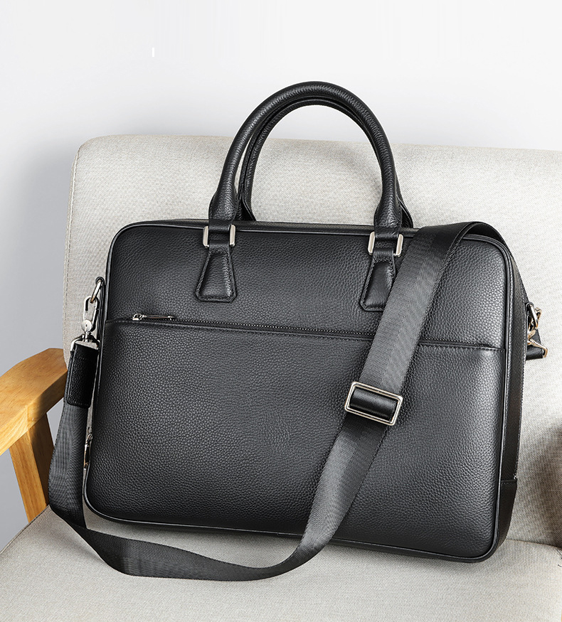 Leather Vintage Style Men Executive Briefcase Canvas Briefcase Leather Laptop Bag
