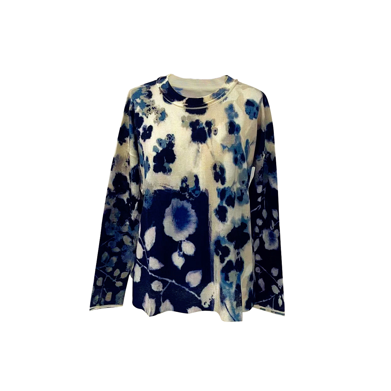 Women's Crew-neck Print pullover Sweater Shift Dress