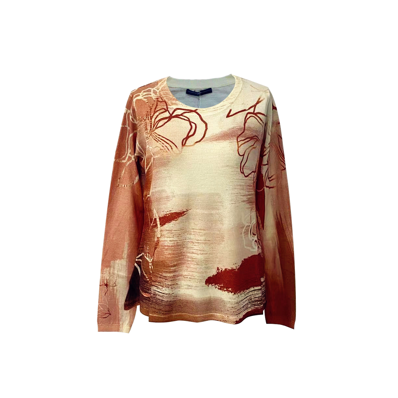 Women's Crew-neck Print pullover Sweater Shift Dress
