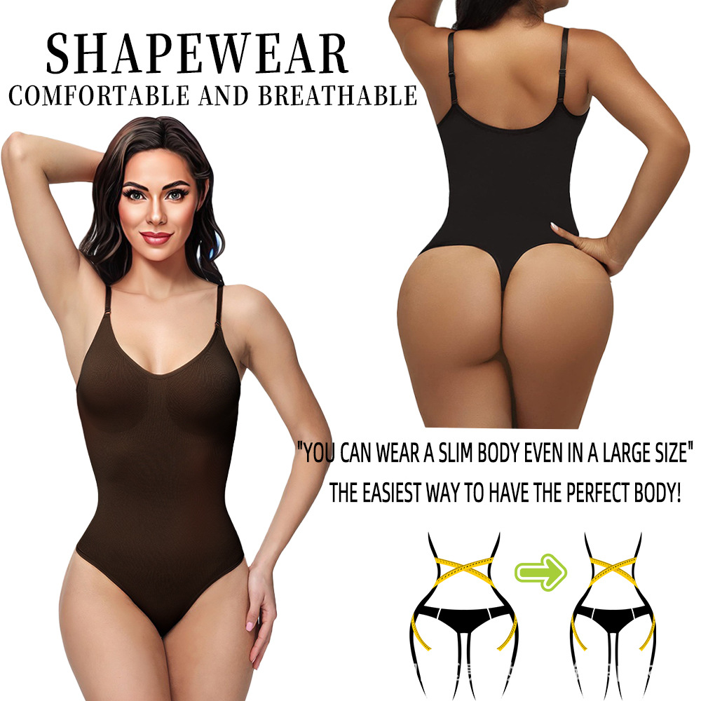 Toning jumpsuit for women with tummy tuck and buckle thong