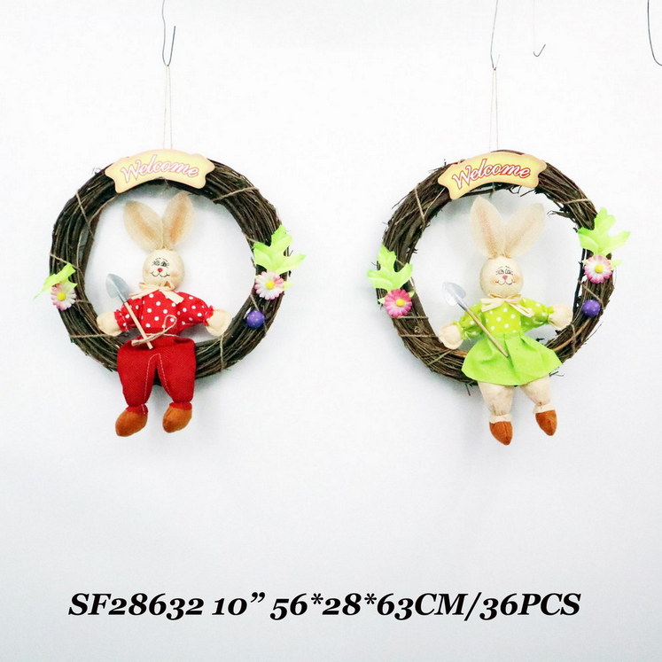 10 Inch Easter Decor Rabbit Wreath Hanging