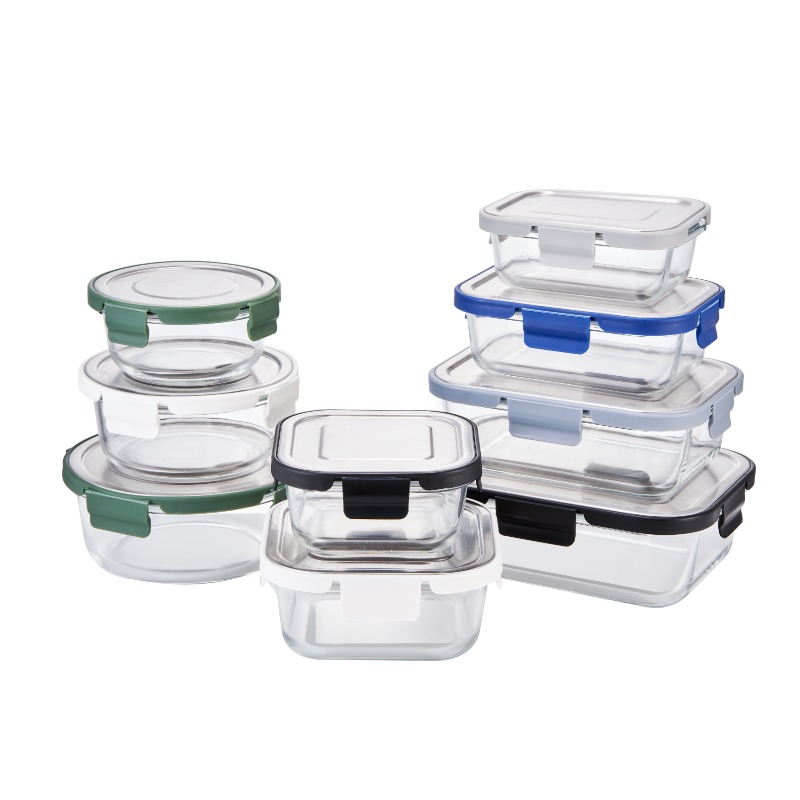 Glass food storage container with Stainless steel lid