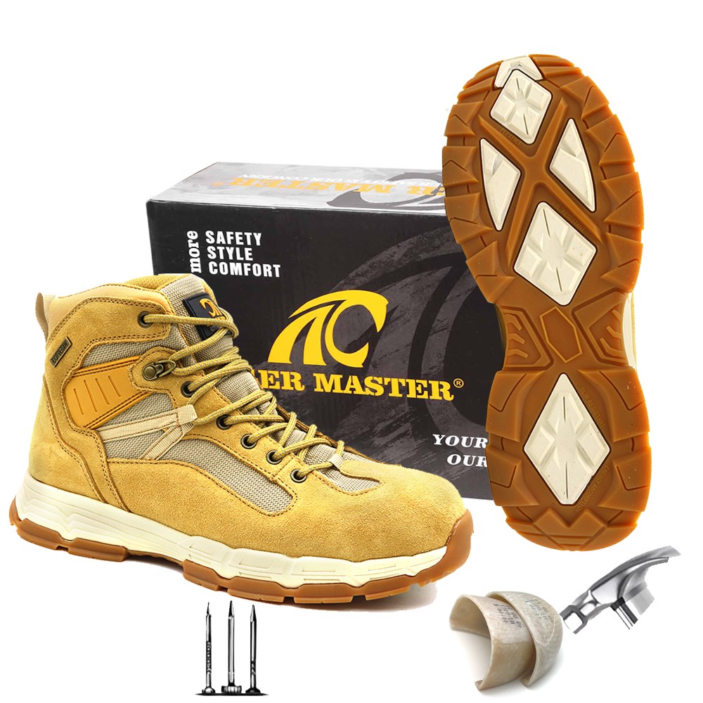 Non-slip anti puncture fiberglass toe outdoor hiking safety shoes for men waterproof