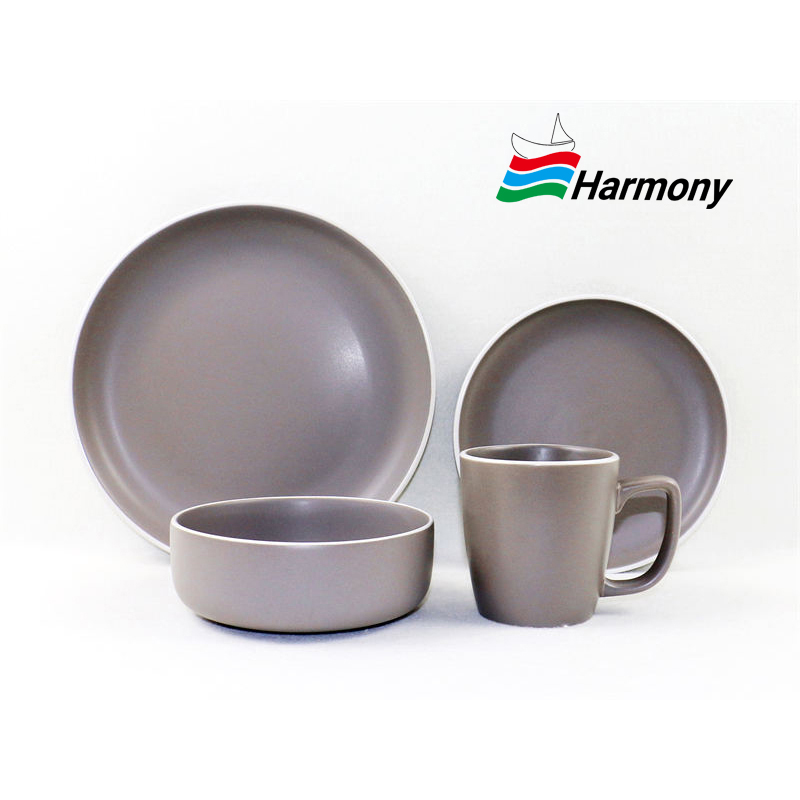 Simple solid color stoneware tableware set