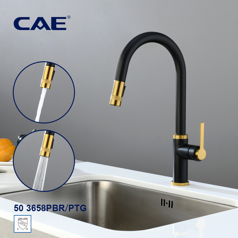 CAE Single-lever pull-down kitchen faucet 50 3658PBR/PTG CUPC