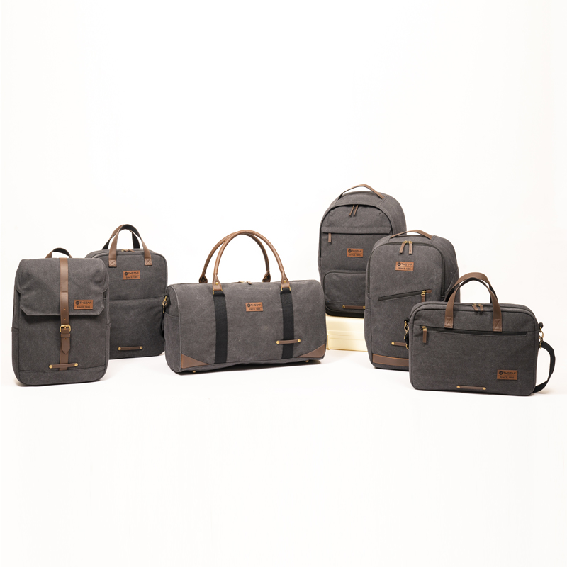 GRS Cotton GRS PU Leather Gray Fashion Casual Laptop Backpack Briefcase Handbag series