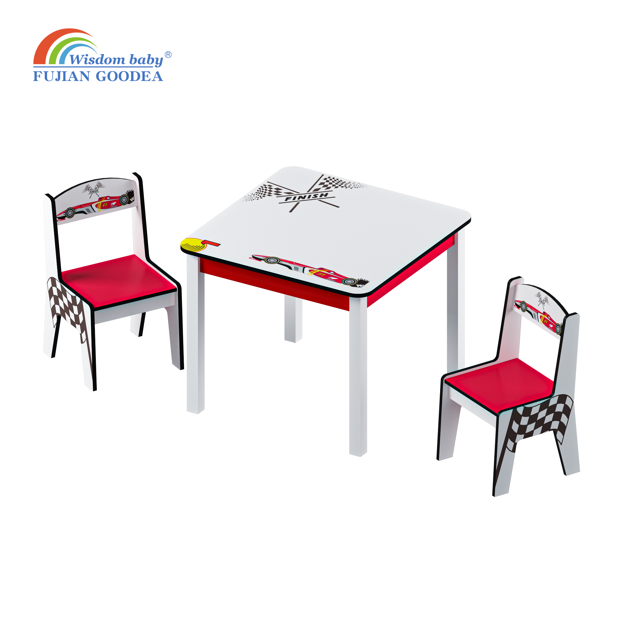 Cartoon series puzzle children's table and chairs.