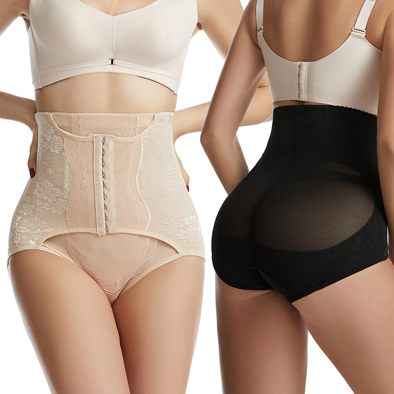 High-waisted pull-in pants with breasted shapewear with waist-lift and hip-lift waistband