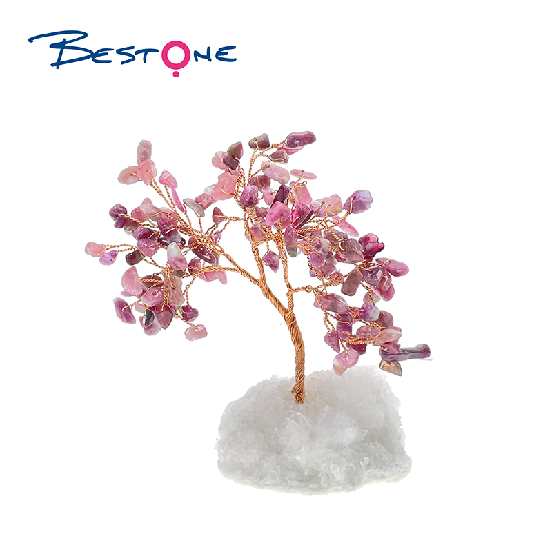 Fortune Tree - Willow - colored jewel crystal, topaz, Dongling jade, Lapis gold -7 branches -13cm
