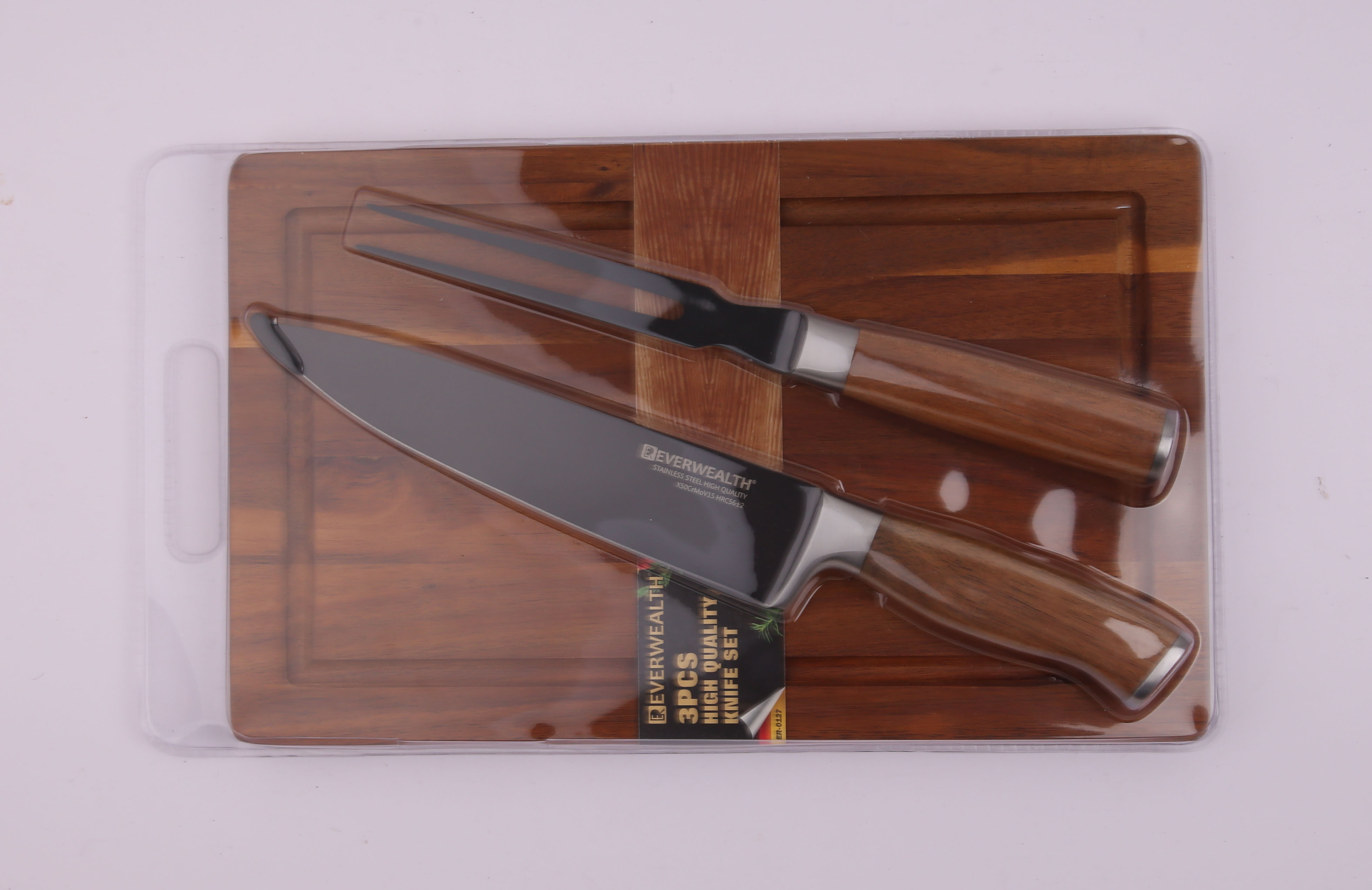 3pcs Kitchen knife set with cutting board