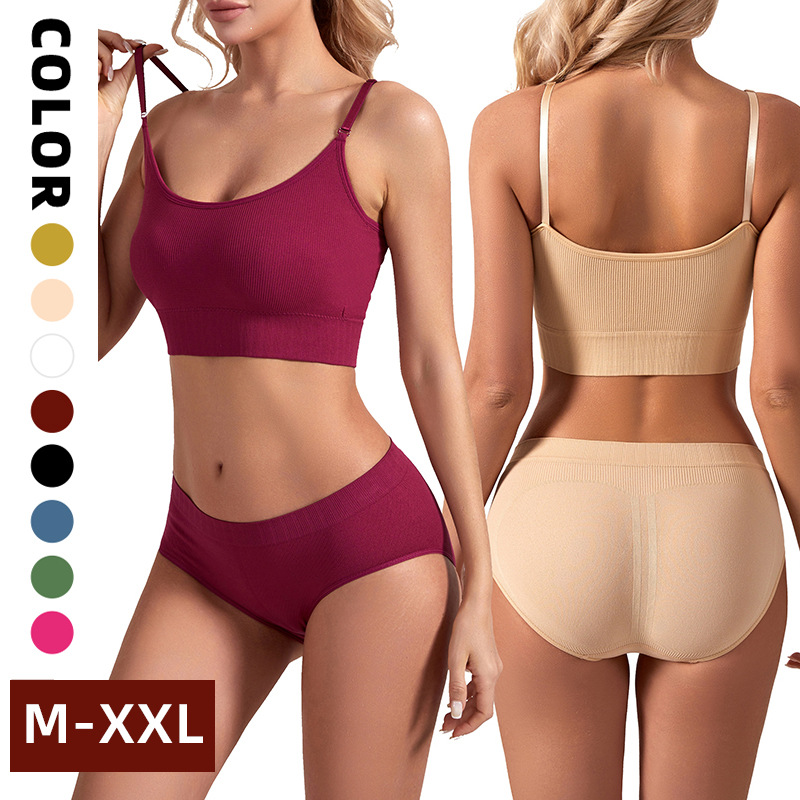 French underwear women's plus size bra halter tank top sexy briefs set