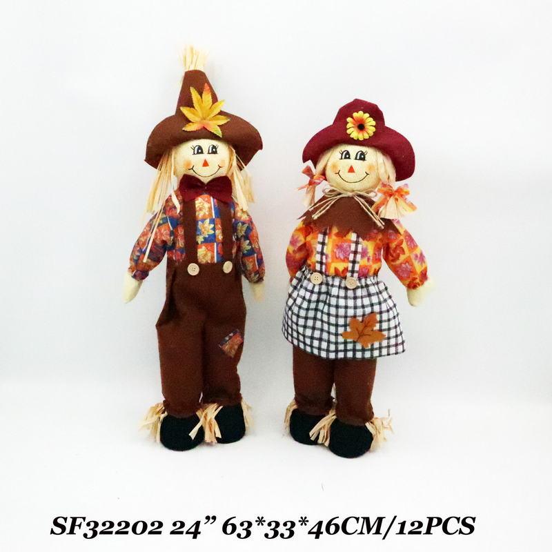 24 Inch Fall Harvest Holiday Decoraiton Scarecrow Standing