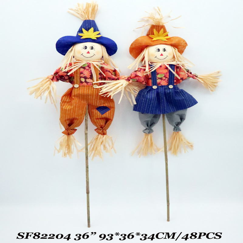 36 Inch Fall Harvest Holiday Decoration Scarecrow Pick Assts.