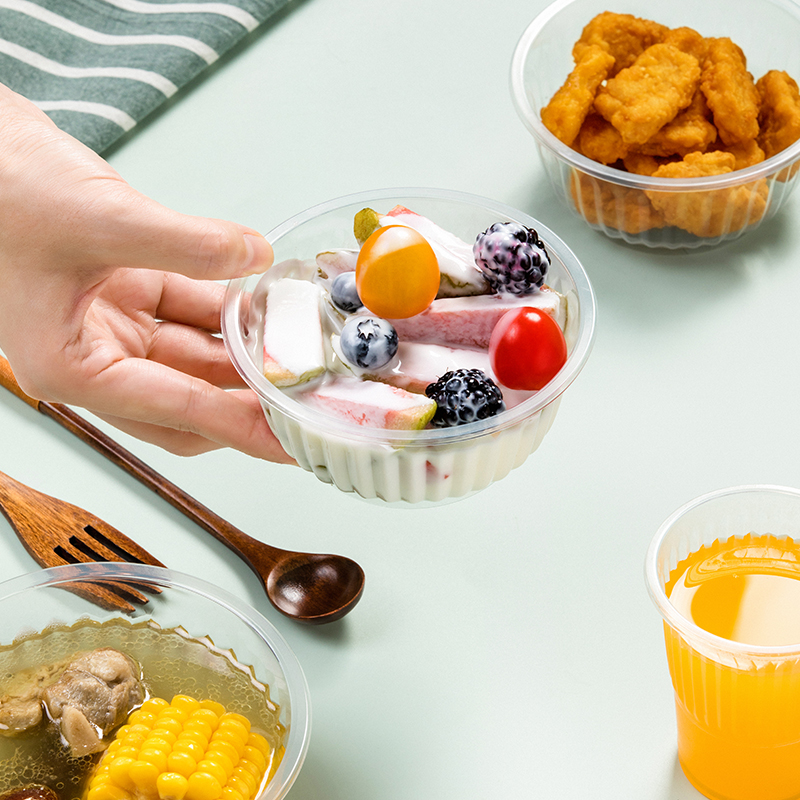 360ml & 500ml clear plastic disposable soup serving bowl, clear salad bowl, pack of 20
