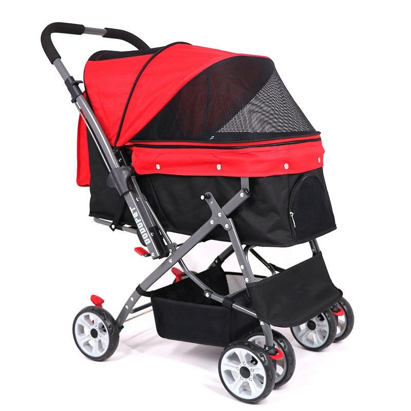 luxury folding pet dog stroller double dog trolley carrier stroller with large wheels