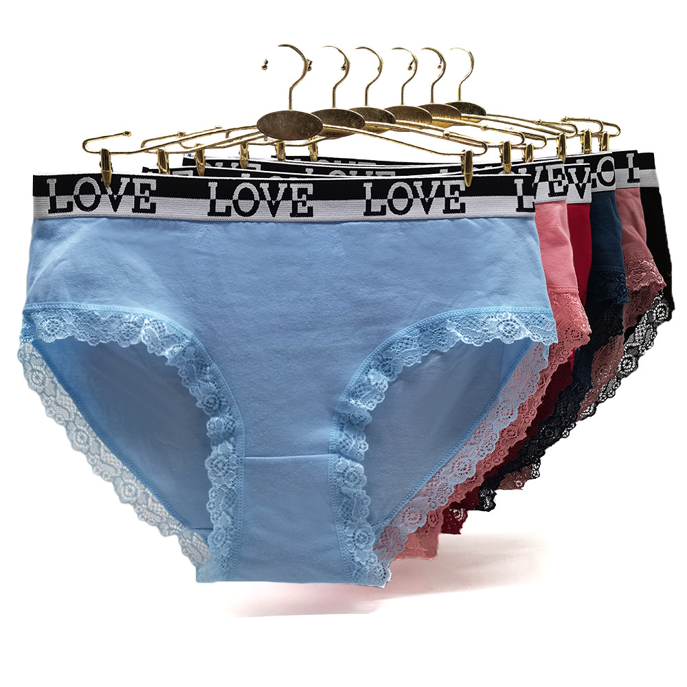 Women's panties Lace hem breathable plus size mommy pants