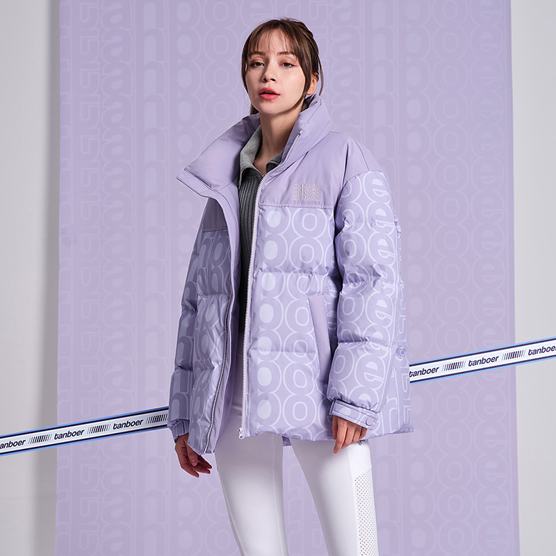 Tanboer unisex printed stand collar down jacket