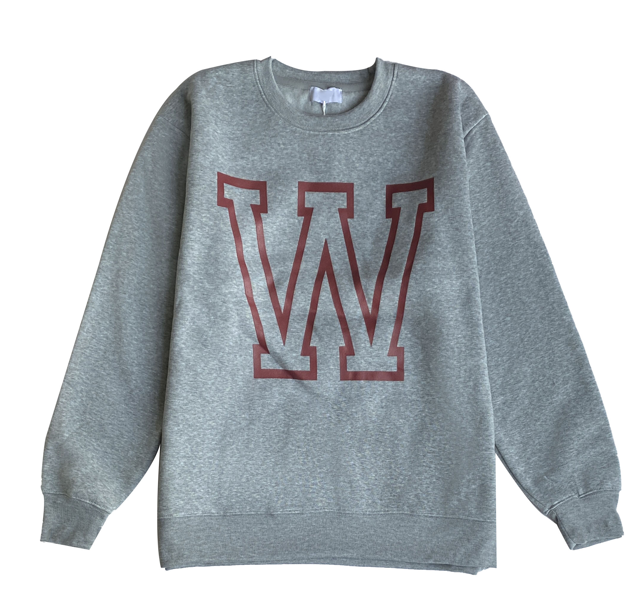 Crew-neck printed knit hoodie