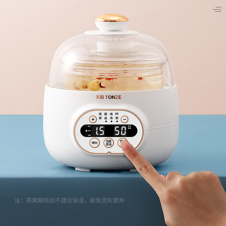 Smart Health Small Portable Electric Glass Stew Pot