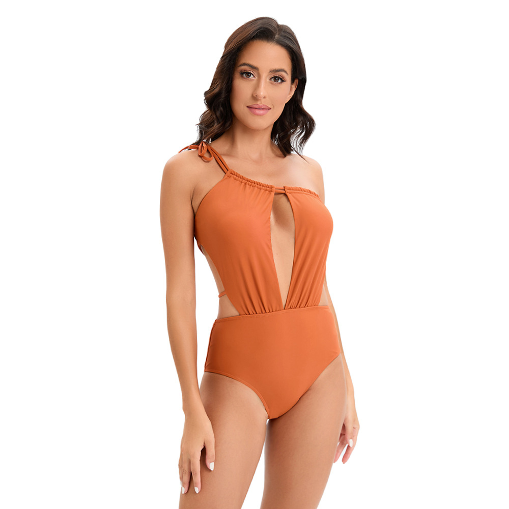 YWSA-TK2220 Recycled fabric swimwear women's one piece solid color beachwear