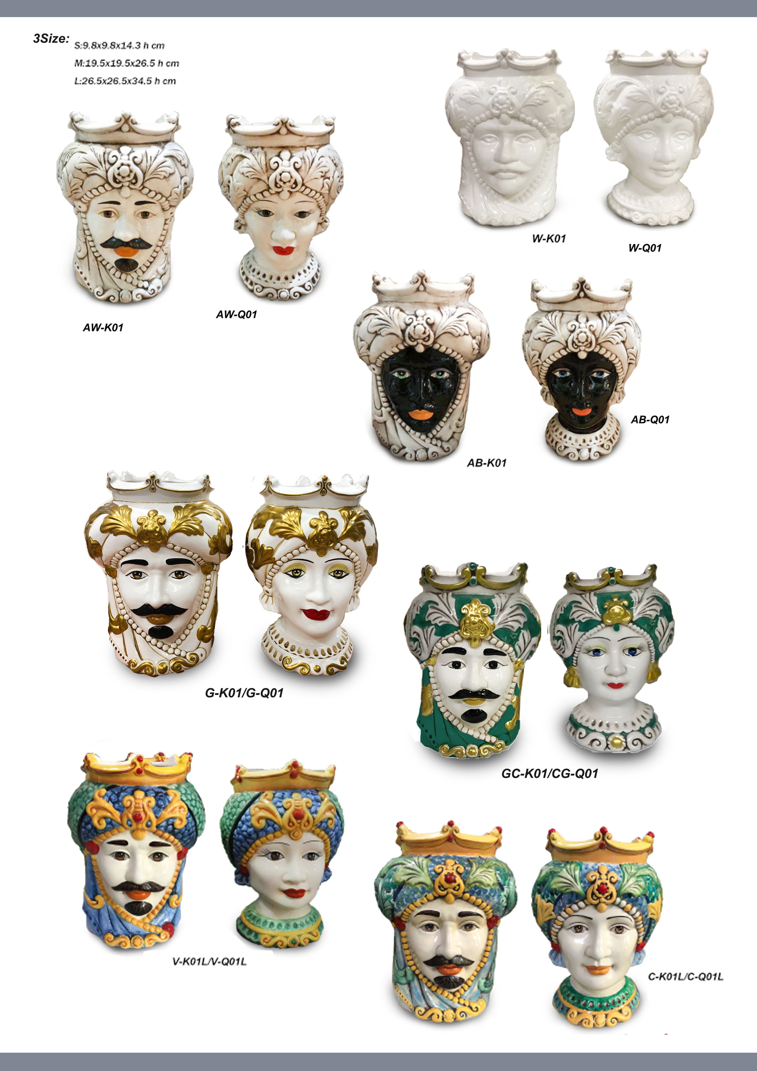 Sicilian Moor heads decorated in Caltagirone ceramic effect