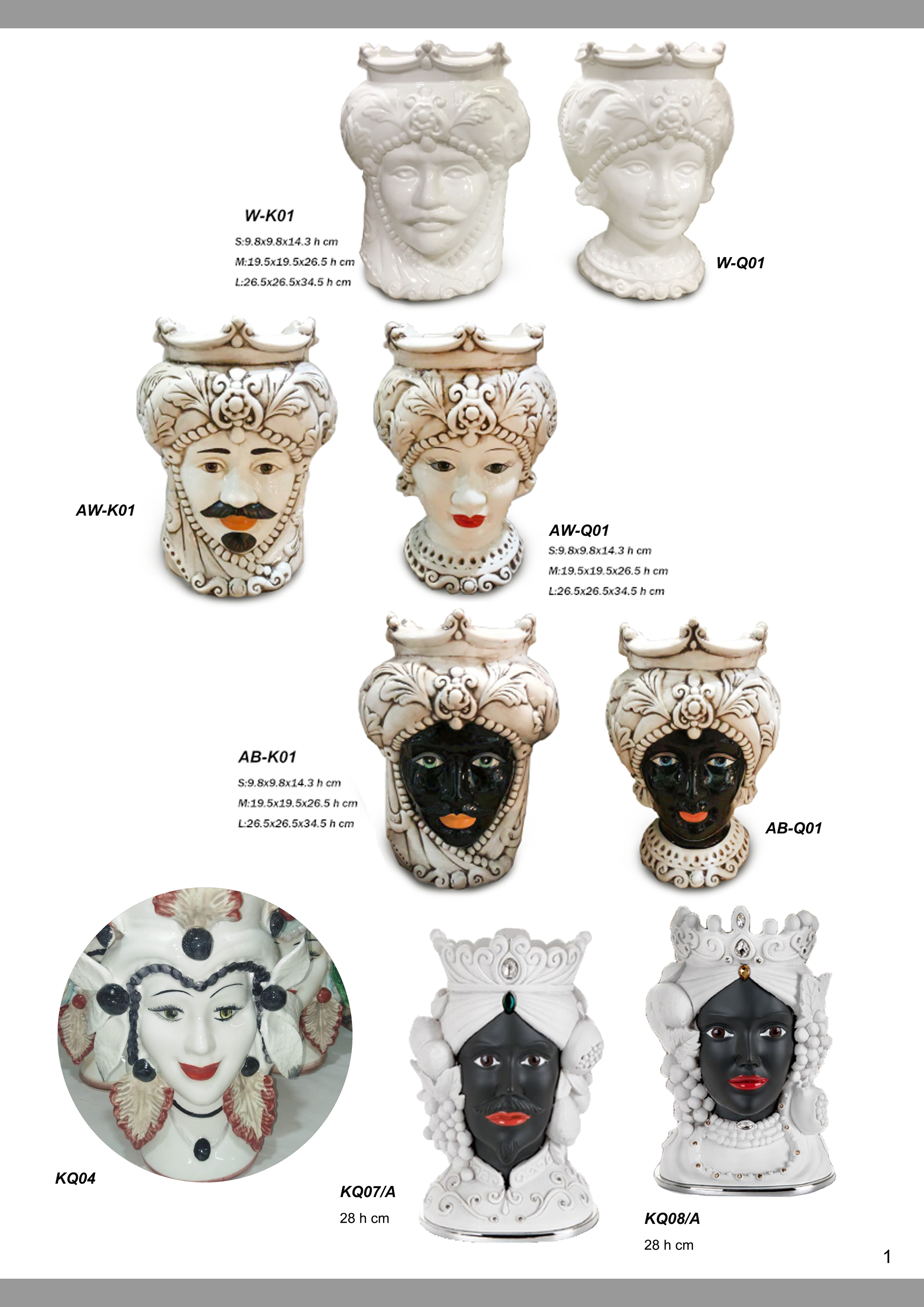 Sicilian Moor heads decorated in Caltagirone ceramic effect