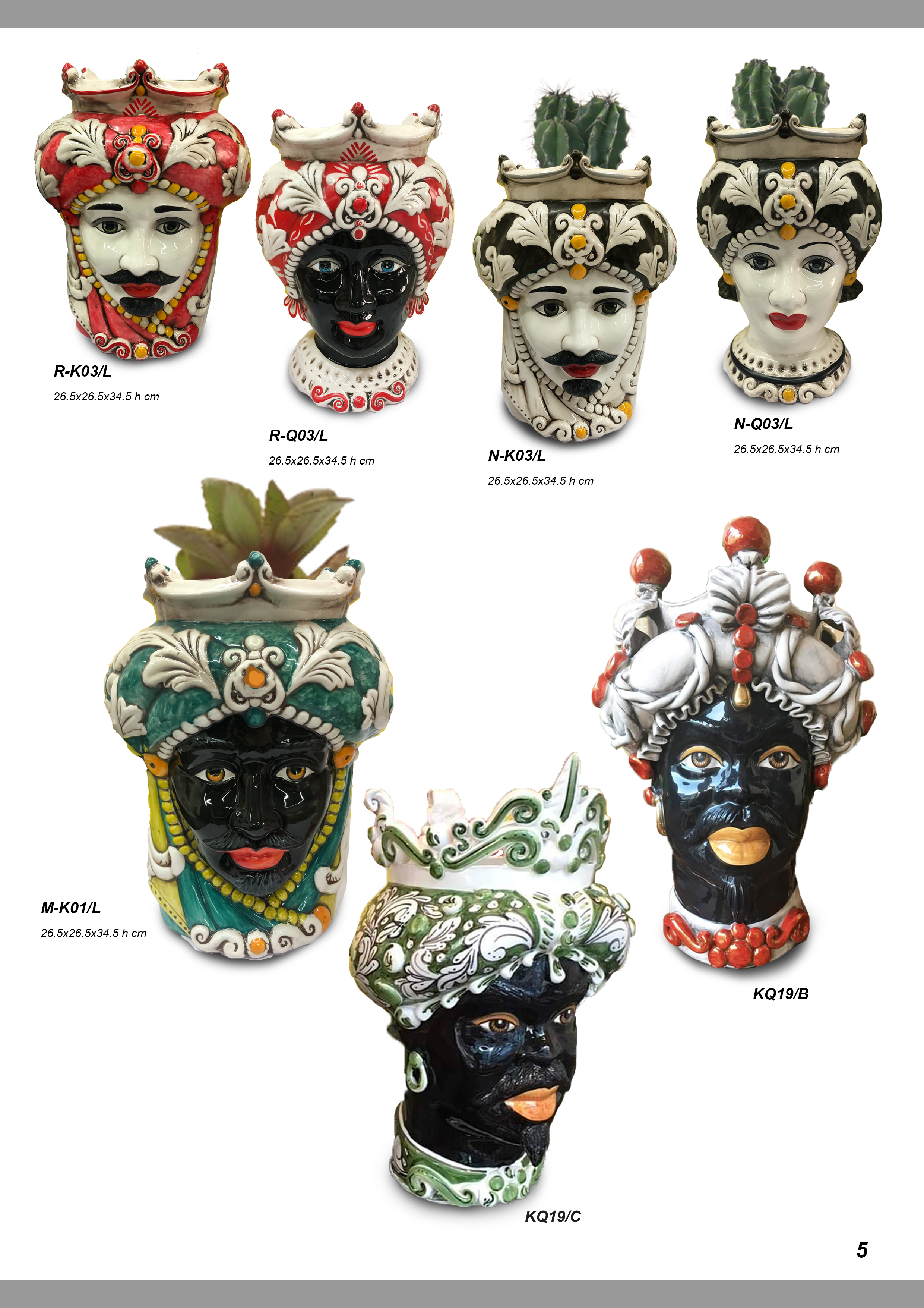 Sicilian Moor heads decorated in Caltagirone ceramic effect