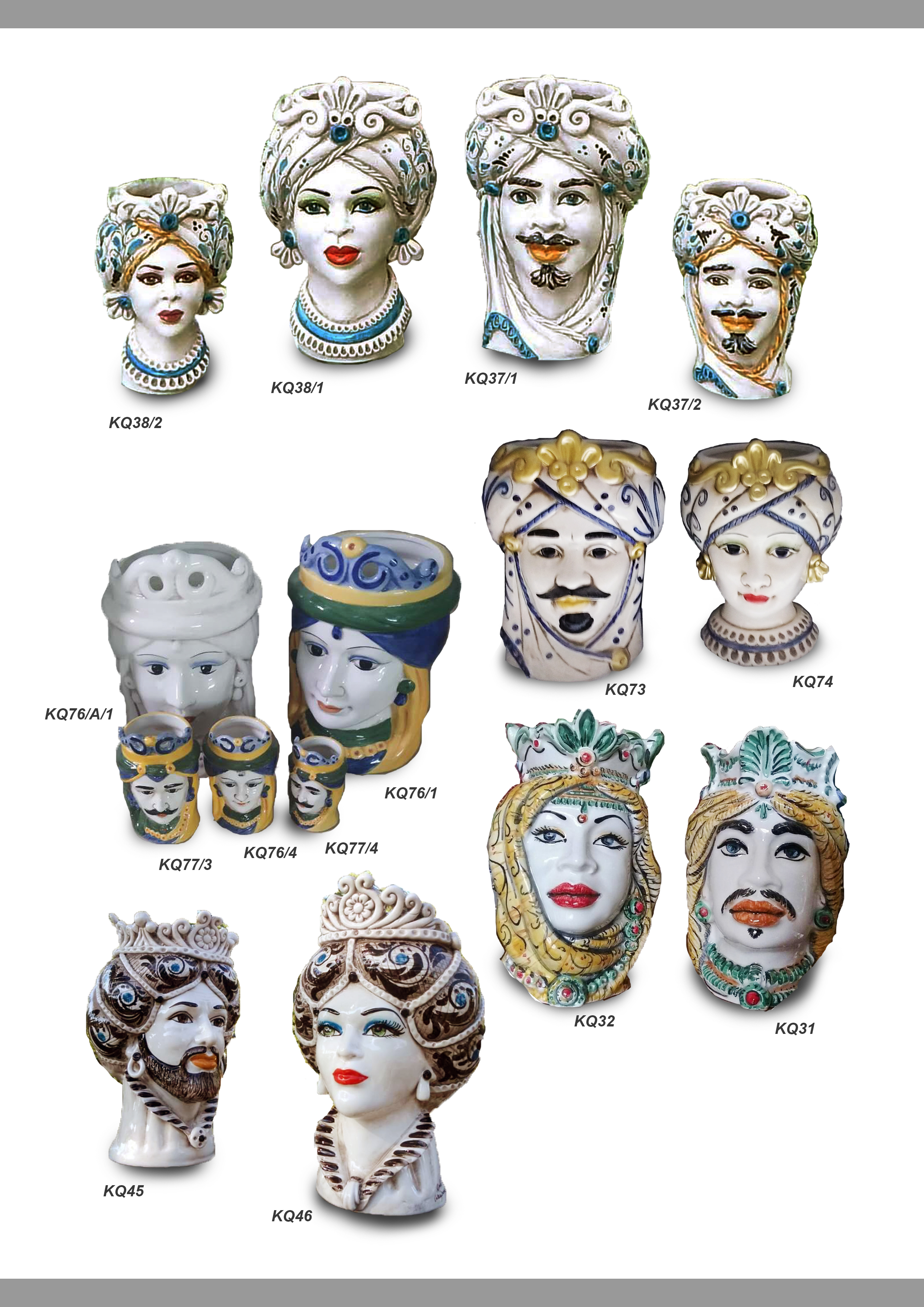 Sicilian Moor heads decorated in Caltagirone ceramic effect