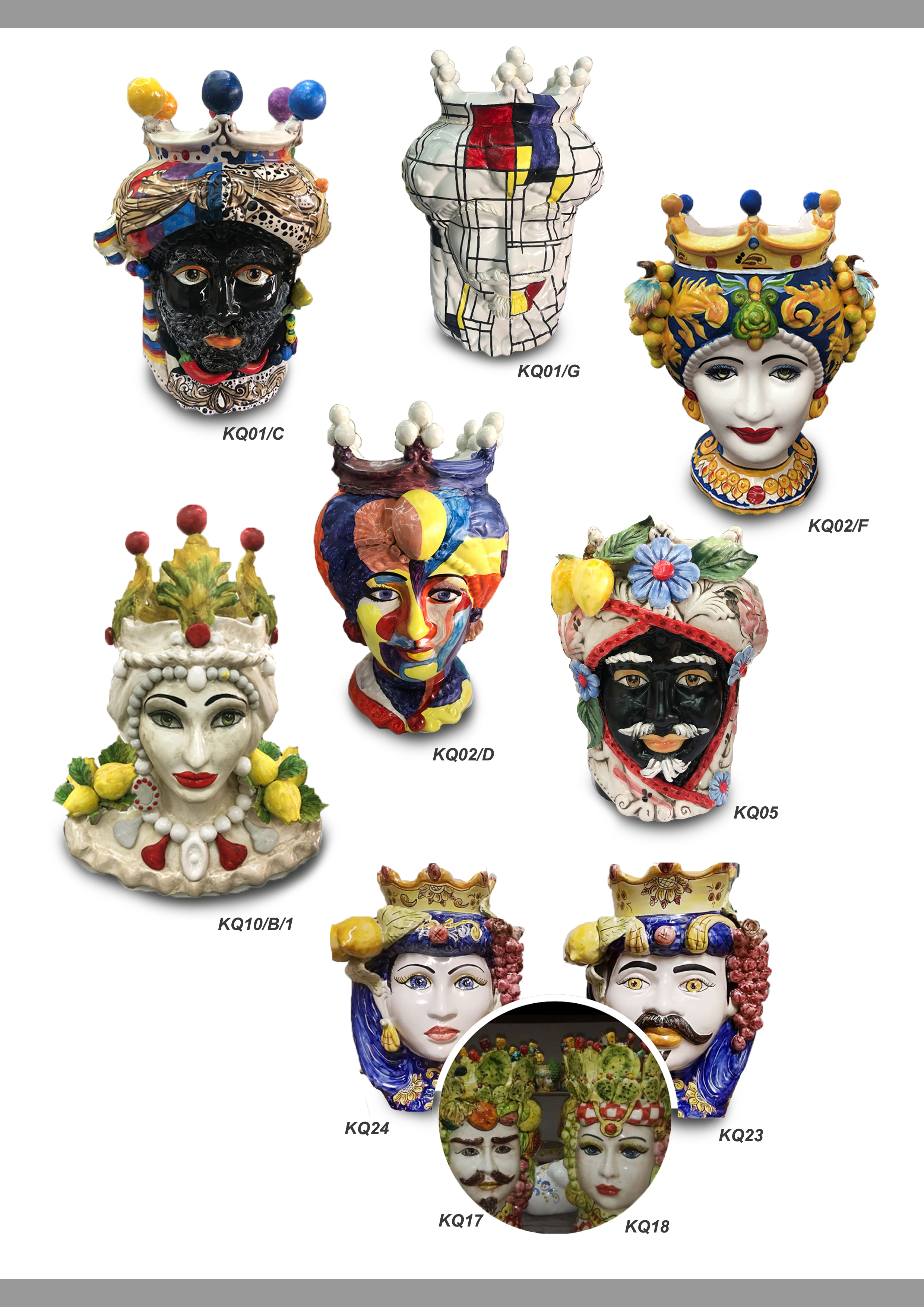 Sicilian Moor heads decorated in Caltagirone ceramic effect