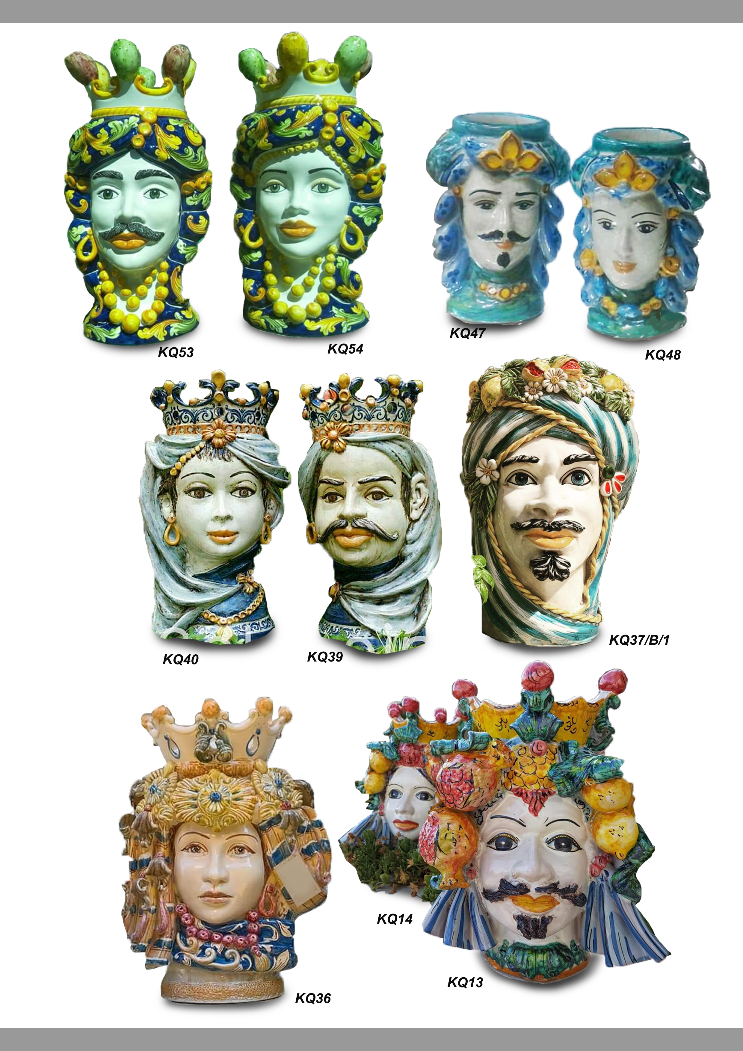 Sicilian Moor heads decorated in Caltagirone ceramic effect