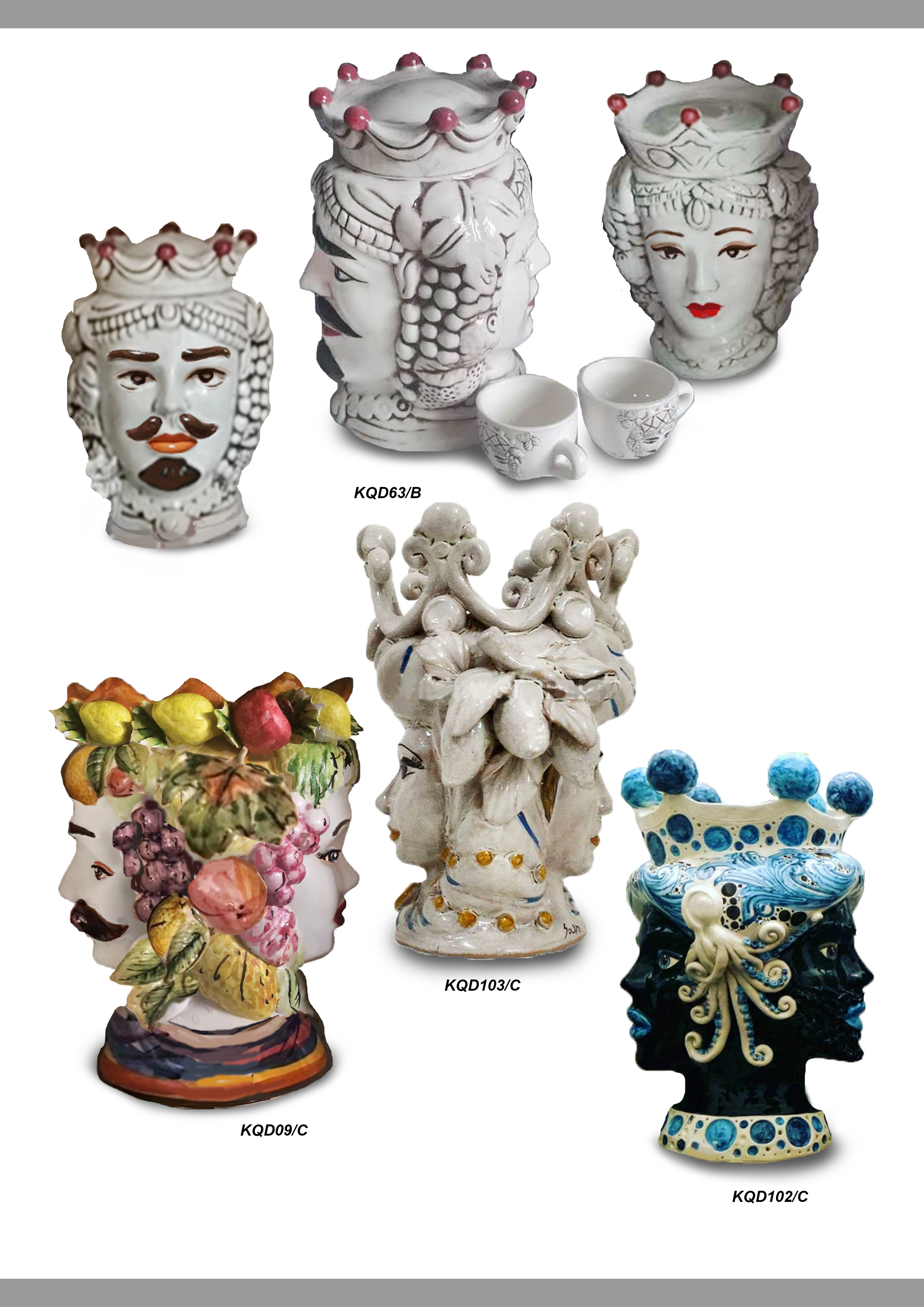 Sicilian Moor heads decorated in Caltagirone ceramic effect